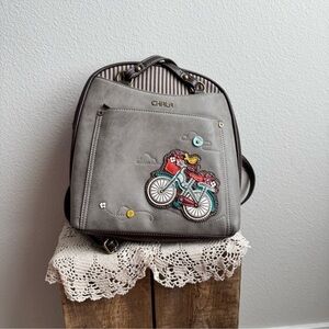 Chala Gray Backpack with Bicycle Design